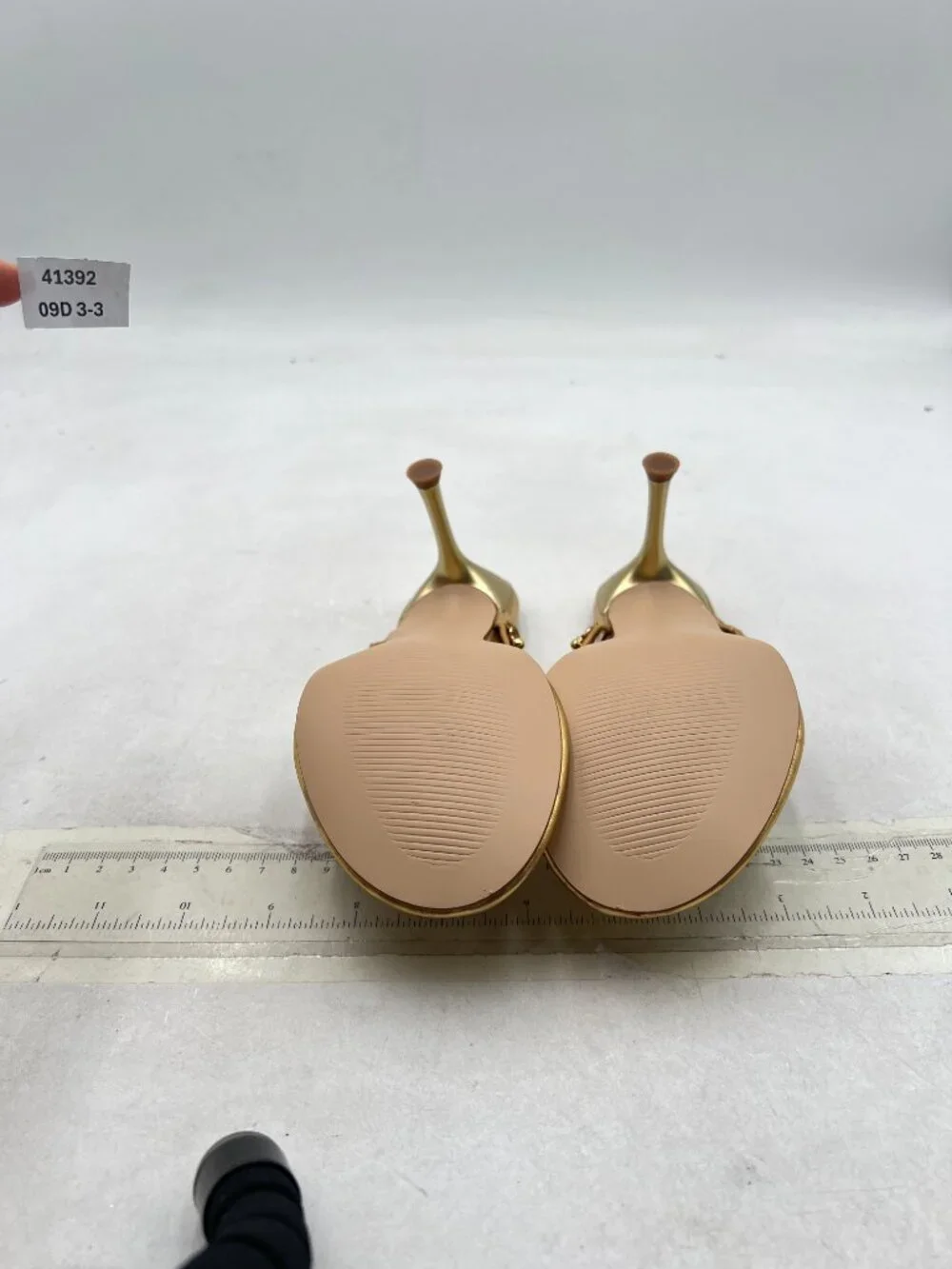 FSJ Gold Jewelled Open Toe Flip Flop Thin High Heel Slip on Thong Sandals